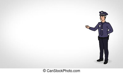 Animated character policeman or cop stands in full growth and says, smooth  contour, white background. Animated 2d character | CanStock