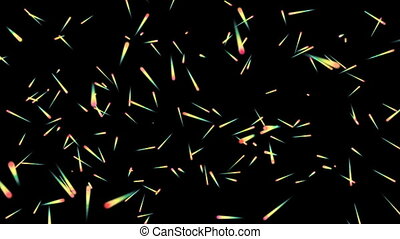 Rectilinear motion of colored particles on a black background. hd. |  CanStock