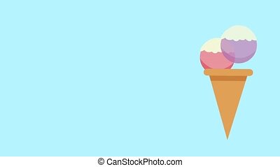 Ice cream cone qwith scoops hd animation. Making an ice cream cone high  definition animation colorful scenes. | CanStock