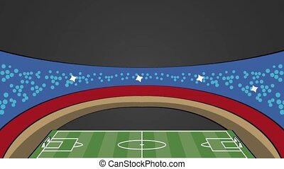 Soccer field stadium hd animation. Soccer field stadium with fans taking  photos high definition colorful animation scenes. | CanStock