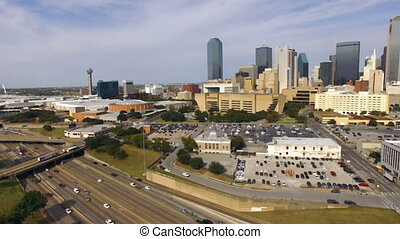 Downtown dallas texas city skyline south united states north america.  Aerial view looking northwest into the dense dallas | CanStock