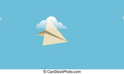 Paper plane flying hd animation. Paper plane flying in the sky high  definition colorful animation scenes. | CanStock