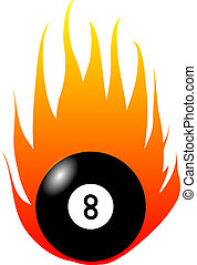 Vector Clip Art of Billiards Eight Ball Flaming Vector - Flaming ...