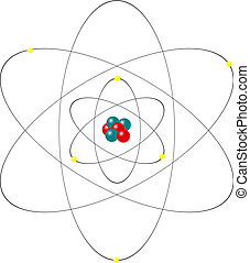 EPS Vector of Atom with nucleus, proton, neutron and electron - Black ...