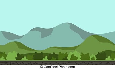 Animated landscape background. green landscape with trees and hills. flat  animation, parallax. footage. Animated landscape | CanStock