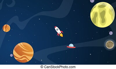 Planet cartoon in space animation. | CanStock