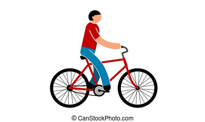 Man is riding a bicycle - colored animated looped icon with alpha channel.  | CanStock