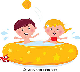 Vector of Kids In Swimming Pool - Cute kids having fun. csp6616928 - Search Clip Art 