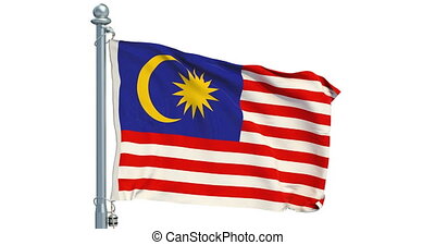 Malaysian flag waving on white background, animation. 3d rendering. |  CanStock