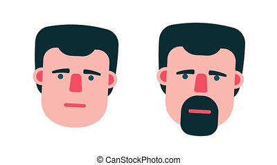 Talking male head cartoon flat style. a man with a beard and without  speaks. looped animation with alpha channel. | CanStock