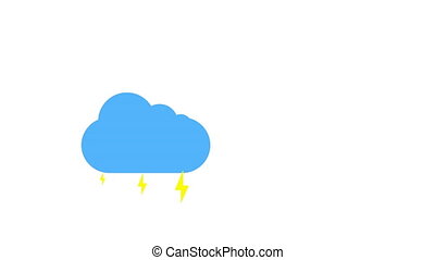 Sunshine and cloud and thunderstorm icon animation with white background.  icon design. video animation. bright sun isolated | CanStock