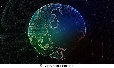 Earth conveying the modern digital. loops seamlessly. planet earth rotating  animation. global network. 4k video. | CanStock