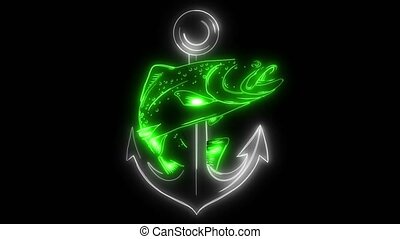 Anchor and fish laser animation. Anchor and fish animation light. | CanStock