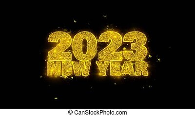 2023 new year sky wish text sparks particles on black background. 2023 new  year sky wish text sparks glitter particles on | CanStock