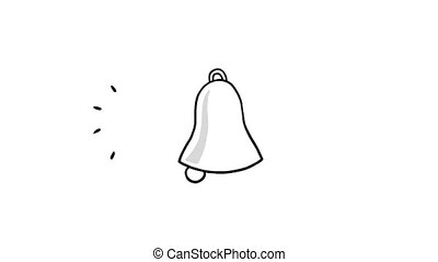 Animated hand drawn bell ringing. 2d animated hand drawn bell ringing.  looped animation. pencil drawing isolated on a white | CanStock