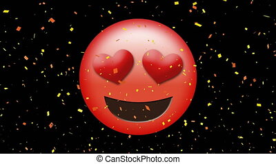 Red face with heart eyes emoji. Digital animation of a red face with heart  eyes emoji on a black background with digital | CanStock