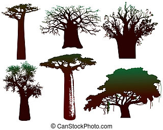 Clip Art Vector Of Trees Of Africa   Vector   Various African Trees