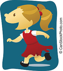 Vector Illustration of Little girl running csp6271042 - Search Clipart ...